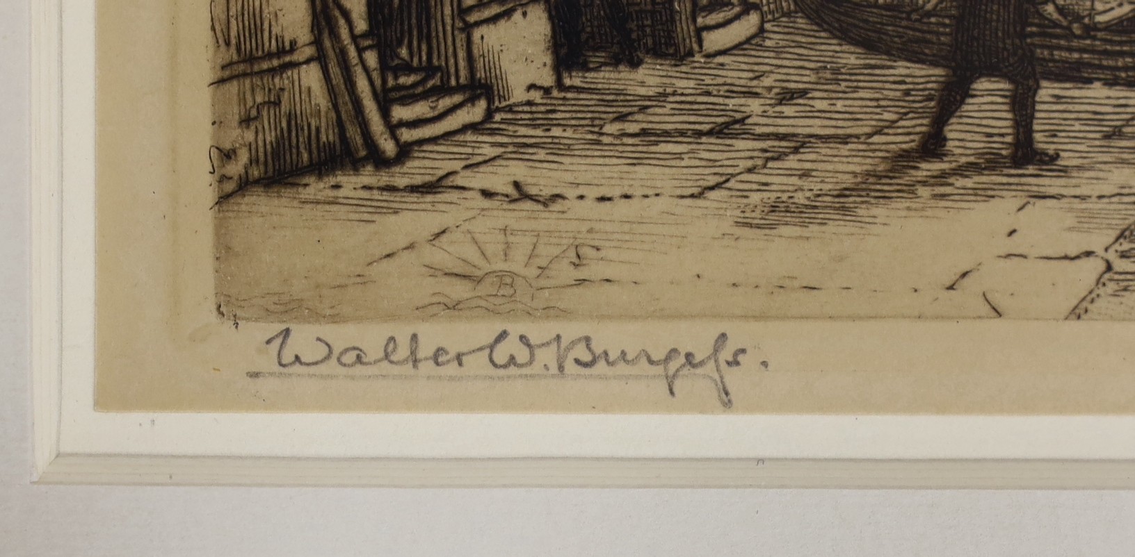 Walter William Burgess (1845-1908), etching, 'Cheyne Walk west of Beaufort Street', signed in pencil, 15 x 28cm